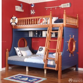 经典地中海风格卧室母子高低床设计图