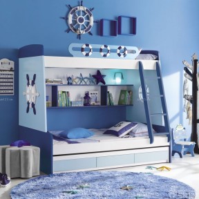 地中海风格卧室母子高低床设计图 