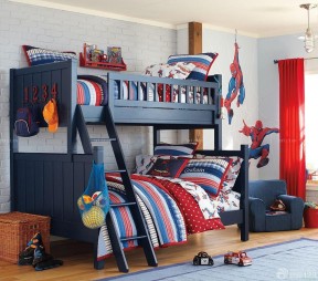 美式风格卧室母子高低床设计图