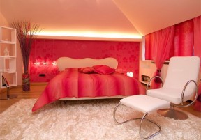 结婚新房装饰图床头红色壁纸装修效果图