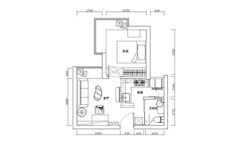 后現(xiàn)代風(fēng)格30平米小戶型平面圖