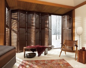家装客厅实木百叶窗设计图片