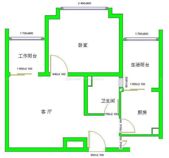 地中海風(fēng)格30平米小戶型小客廳平面圖