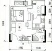 古典風(fēng)格56平方一室一廳大客廳戶型圖