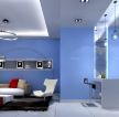现代风格客厅深蓝色墙面台灯装修图片大全