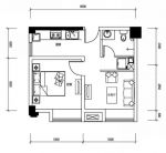 2023溫馨56平方一室一廳玻璃茶幾戶型圖