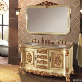最新欧式风格橡木浴室柜效果图