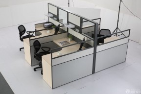 白色现代风格屏风办公桌转椅装修效果图