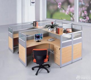 最新中式风格屏风办公桌转椅效果图
