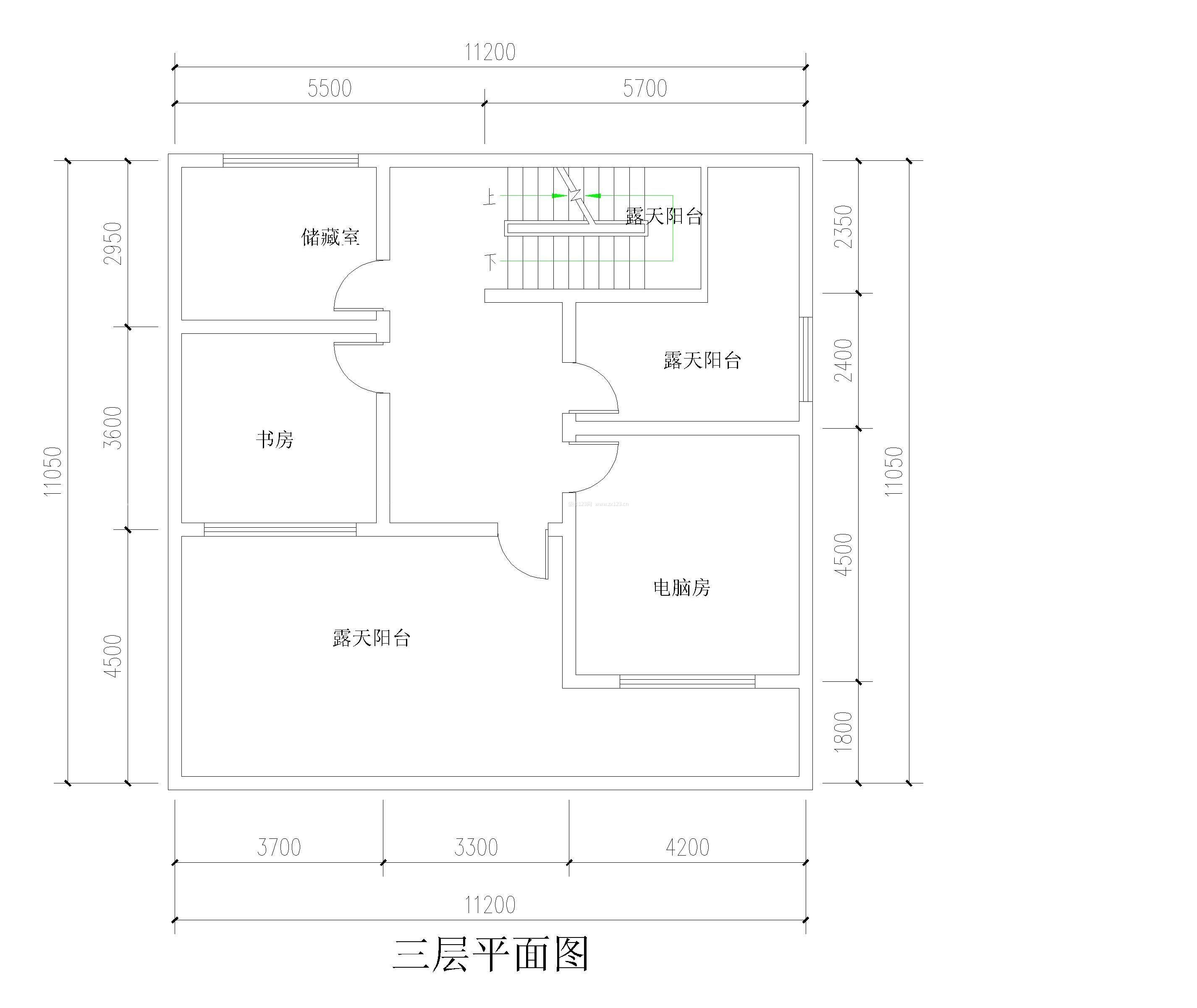 流水別墅頂層平面布置圖欣賞