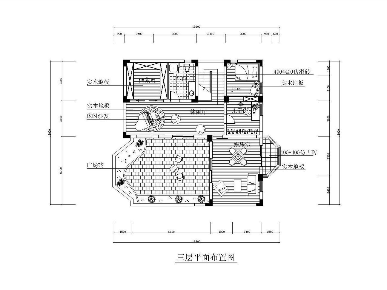 第三層別墅cad平面圖