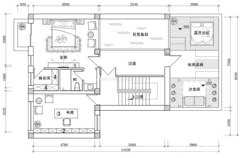 別墅格局平面cad圖