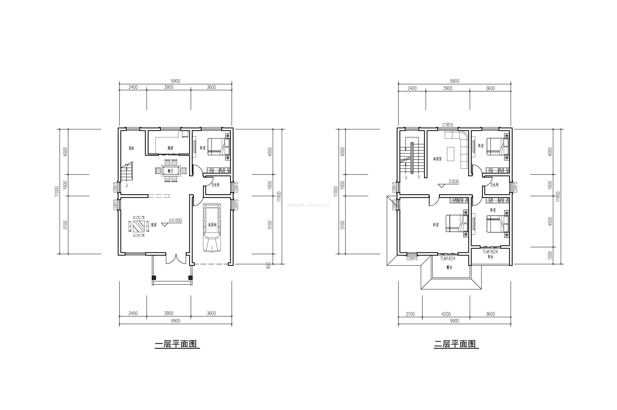 最新两层流水别墅平面设计图