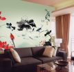 中式山水画墙体彩绘效果图