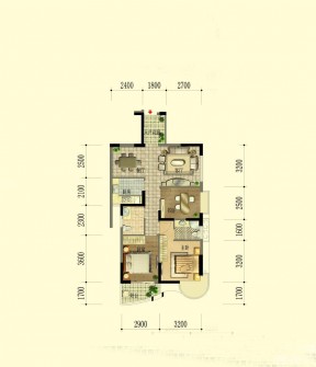 地中海風格40平米小戶型平面圖