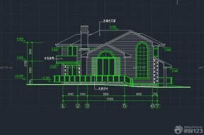 cad别墅外观平面图