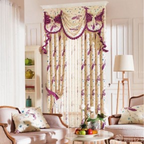 紫色窗帘 小客厅