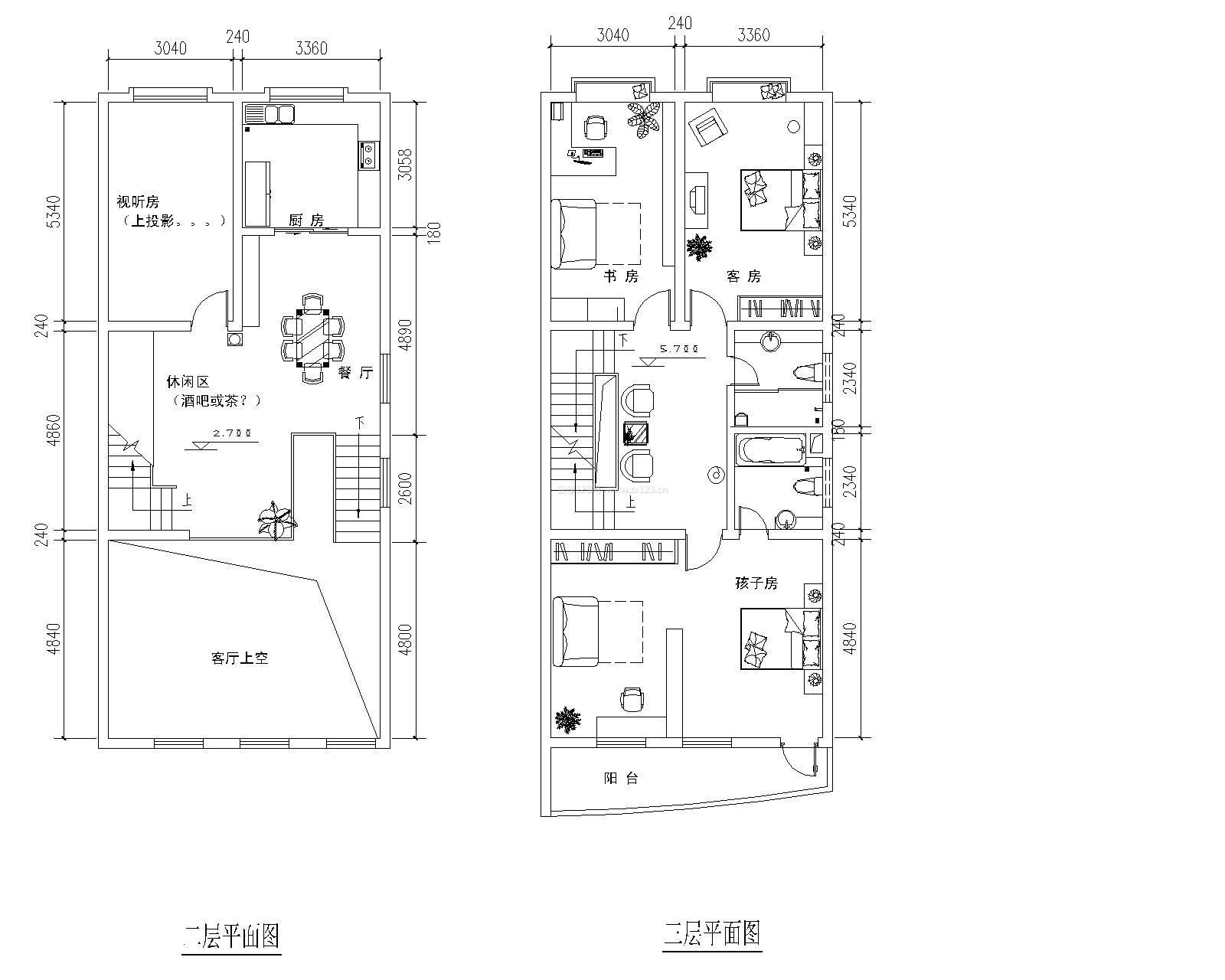 簡(jiǎn)約風(fēng)格雙拼別墅戶型圖片