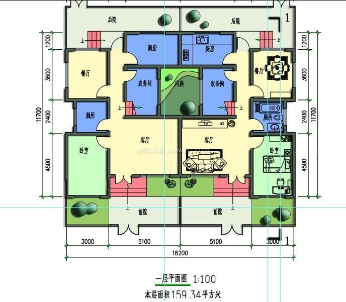 雙拼別墅室內(nèi)戶型圖