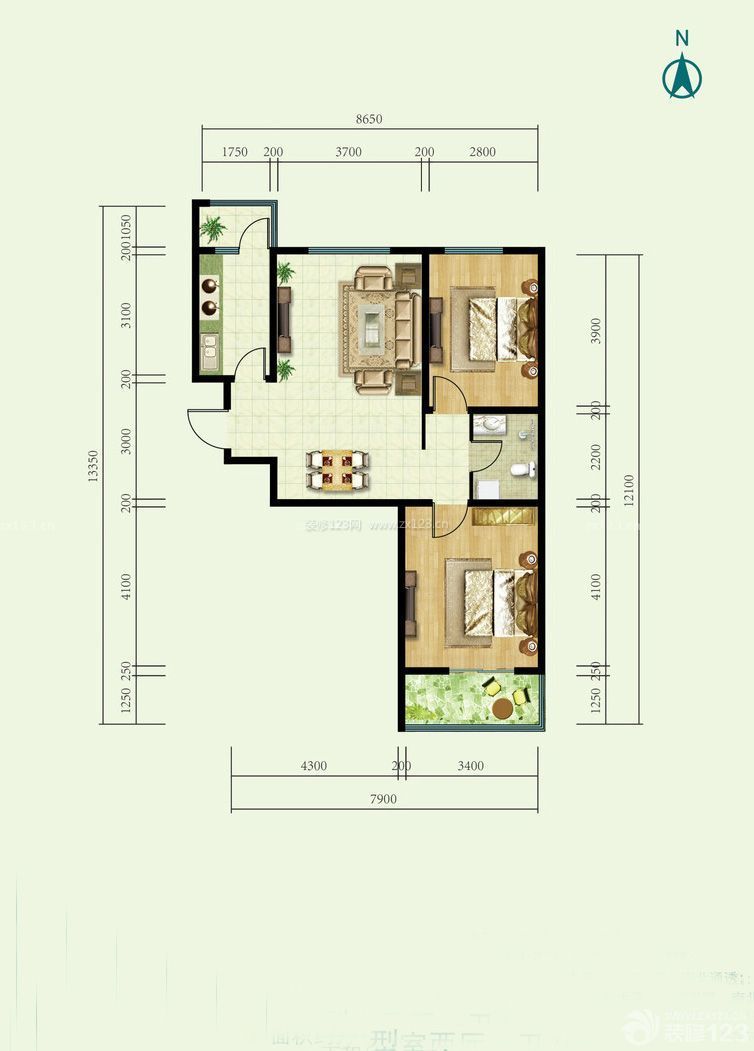 經(jīng)典中式風(fēng)格房屋小戶型平面圖