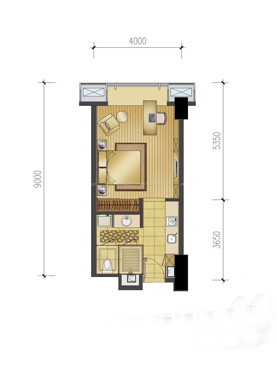 45平米房屋小戶型平面圖