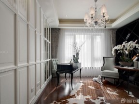 最新美式家庭休闲区黑白窗帘效果图欣赏