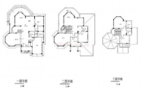 三層歐式風格雙拼別墅戶型圖