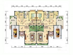 300平米雙拼別墅戶(hù)型圖