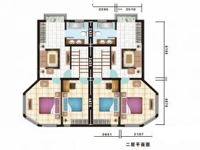 双拼别墅二层户型图