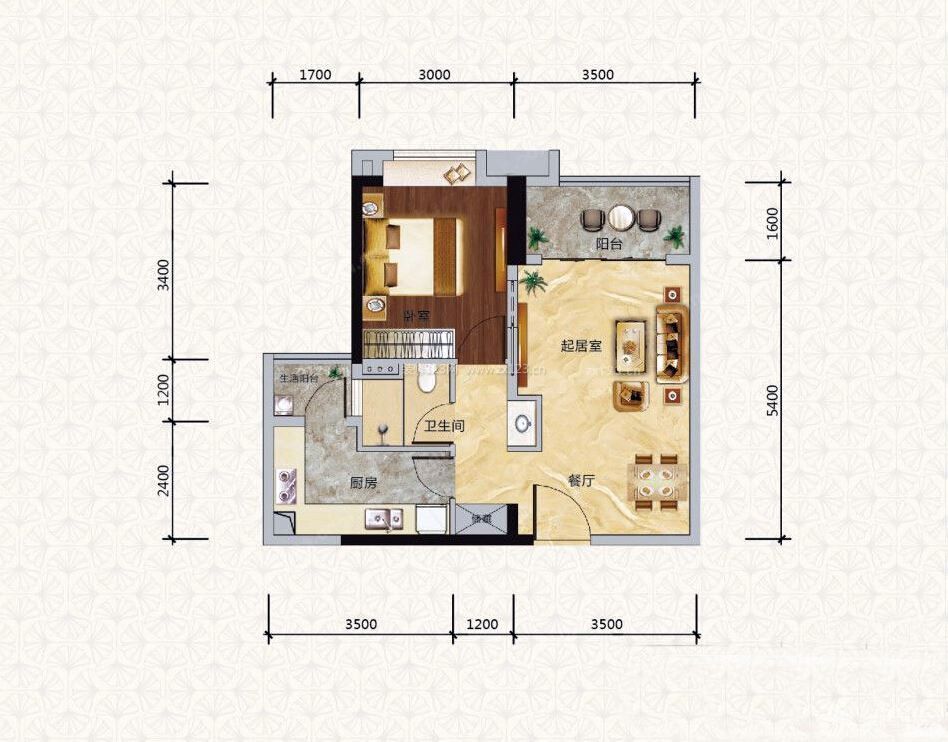 最新田園風(fēng)格一室兩廳平面設(shè)計(jì)圖