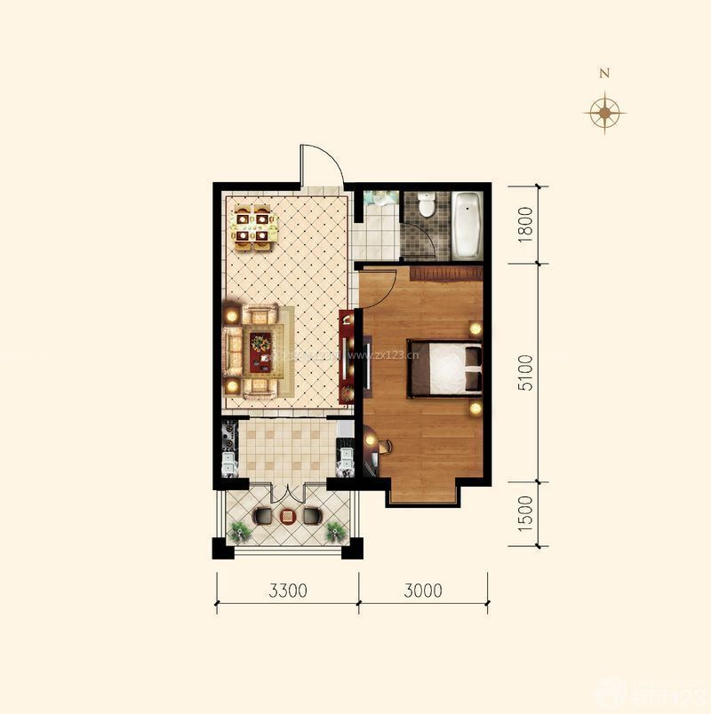 2023經(jīng)典中式一室兩廳平面設(shè)計圖