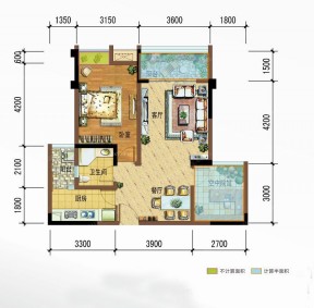 2023经典地中海风格一室两厅平面设计图
