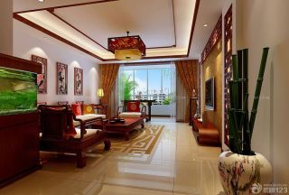 中式风格客厅镂空雕花灯装修实景图