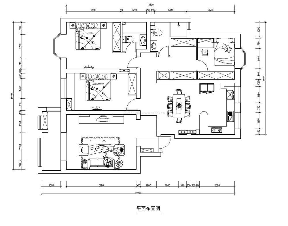 三室兩廳130平米戶型圖設(shè)計(jì)