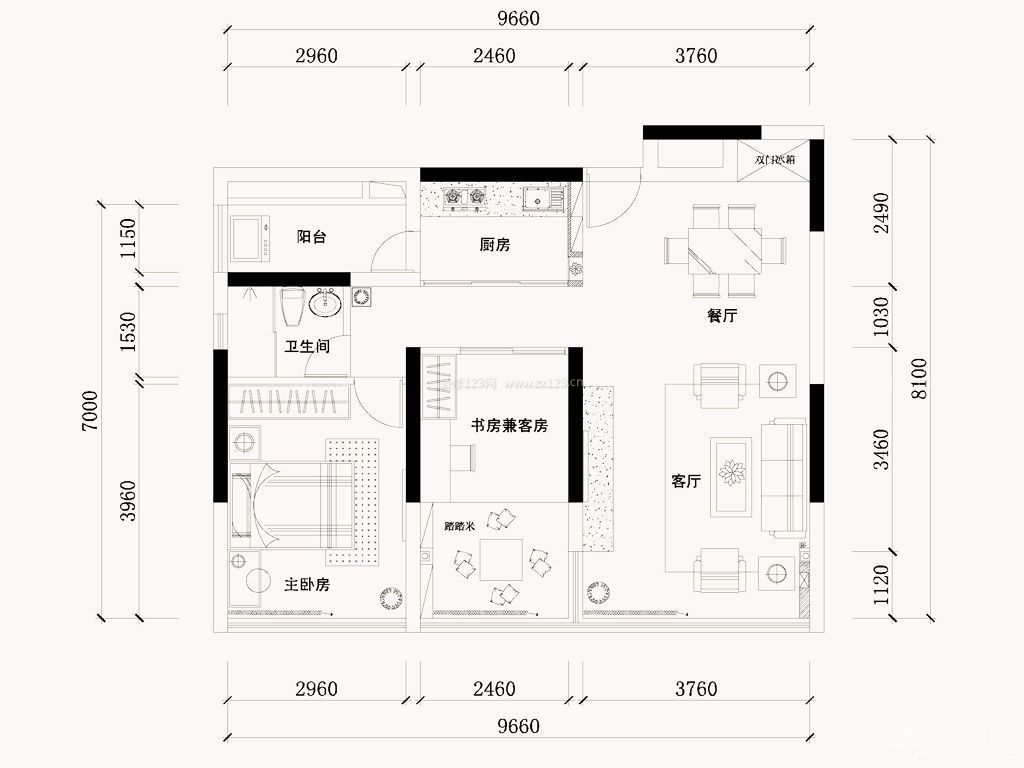 現(xiàn)代風(fēng)格兩房戶型圖片