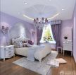 简约家庭卧室室内紫色墙面装修案例图