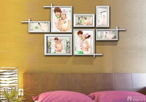 卧室床头时尚情侣照片墙装修效果图欣赏