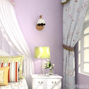 简约家庭卧室室内紫色墙面装修设计图