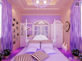 温馨家庭卧室室内紫色墙面装修设计图