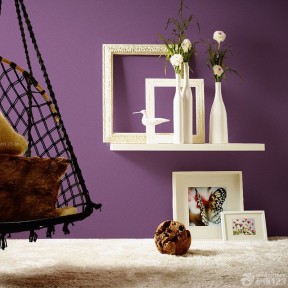 时尚田园家庭室内紫色墙面装修设计图