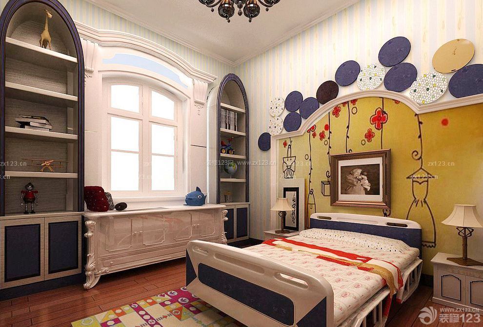 欧式儿童房床头背景墙设计图