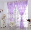 温馨家庭室内客厅紫色绣花窗帘效果图