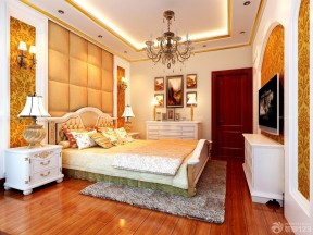 最新美式家庭室内卧室金色吊顶效果图