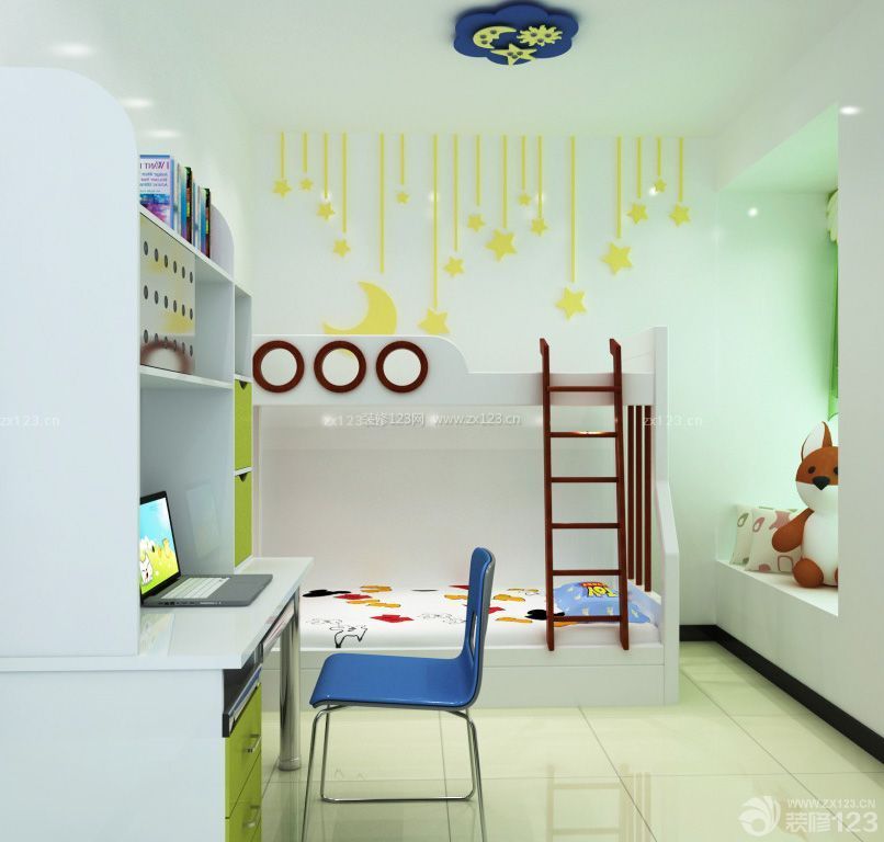 40小跃层儿童卧室高低床装修效果图