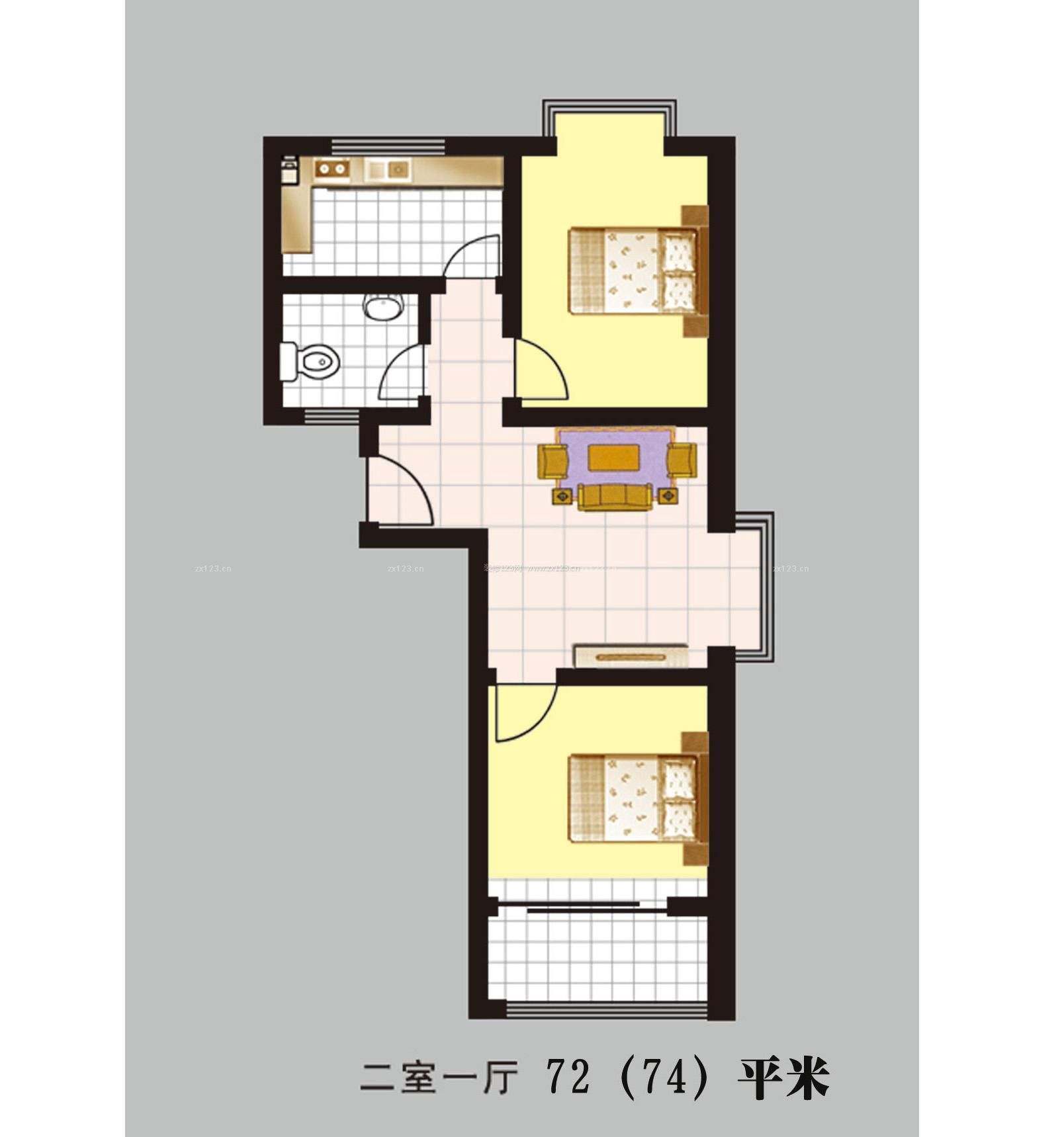 二室一廳一衛(wèi)戶型設計圖