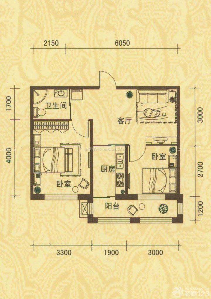 三室兩廳二衛(wèi)小戶型圖設(shè)計