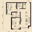 最新現(xiàn)代風(fēng)格二室一廳一衛(wèi)戶型圖