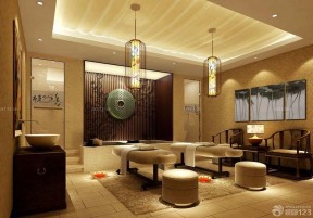中式风格美容院按摩床设计