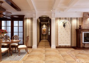 美式家装走廊玄关拱形门洞设计案例