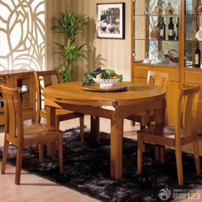实木折叠餐桌 现代中式家装